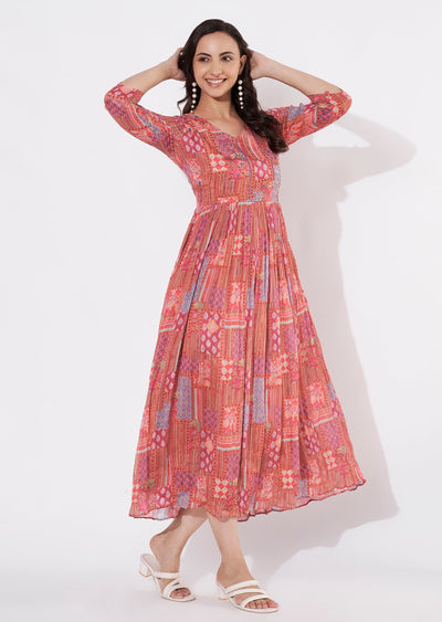 Rust Chinnon Long kurti