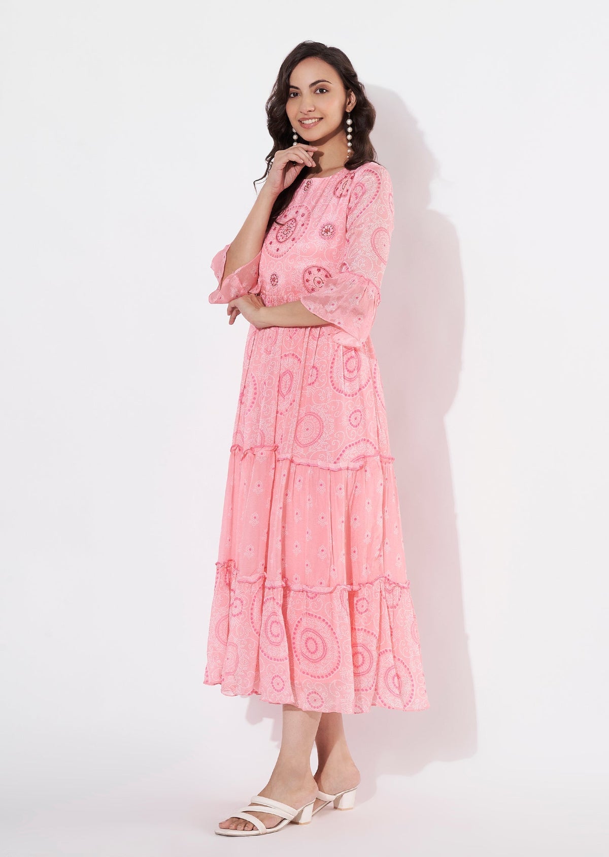 Pink Chinnon Long kurti
