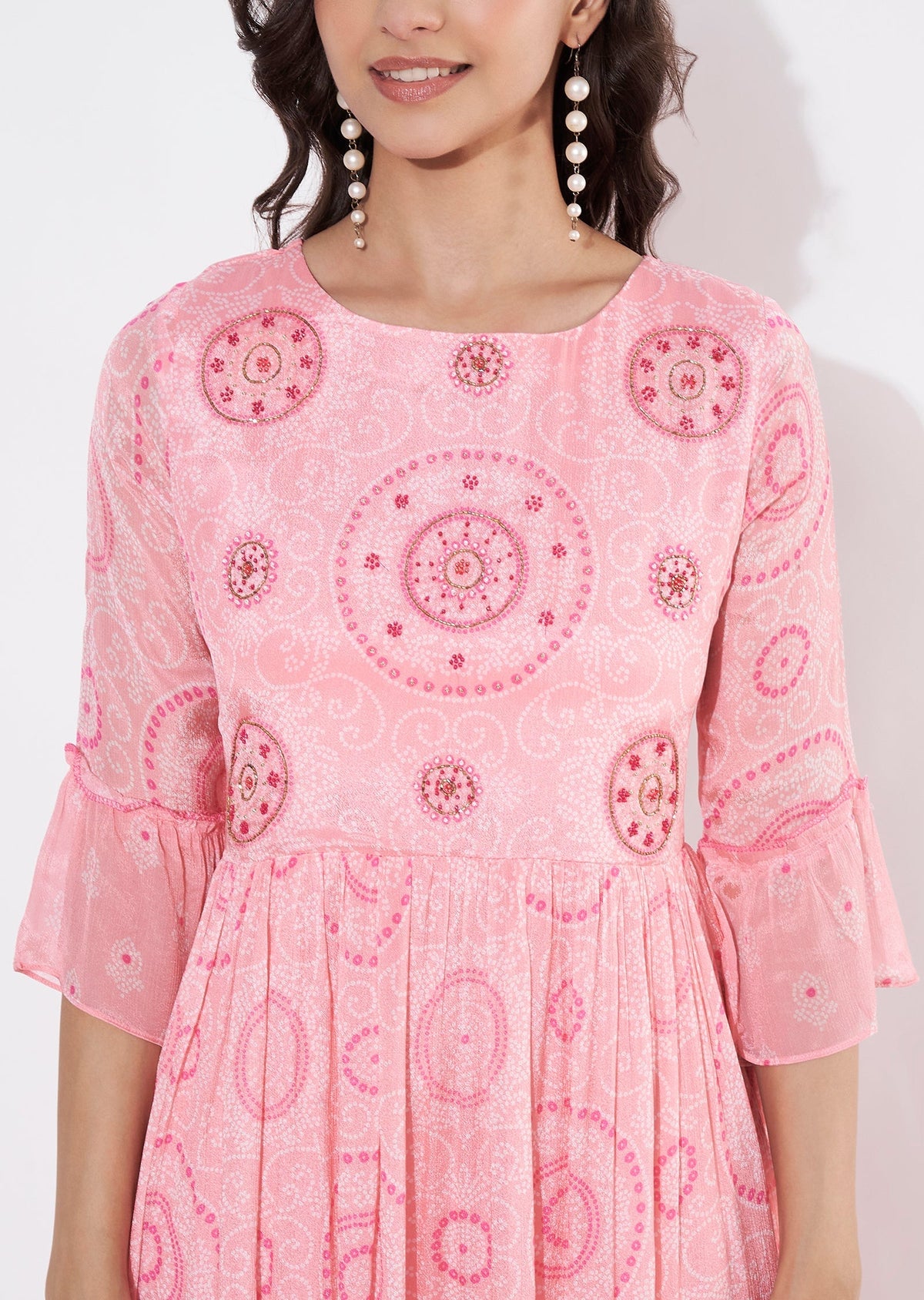 Pink Chinnon Long kurti