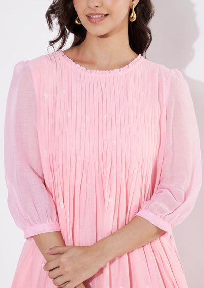Light Pink Cotton Frock style kurti