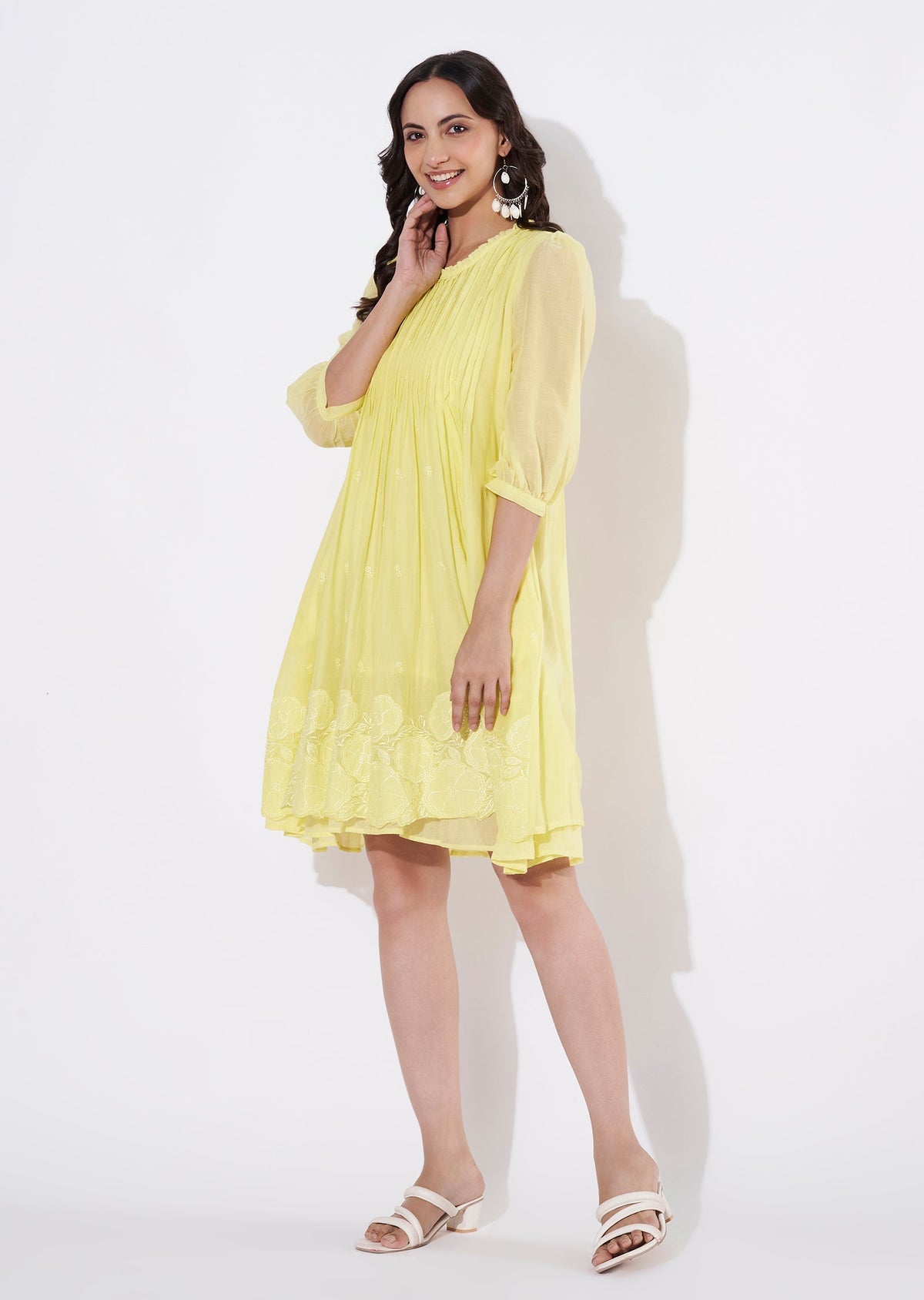 Yellow Cotton Frock style kurti
