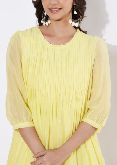 Yellow Cotton Frock style kurti