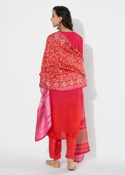Rani Pink Dola Silk Straight cut suit