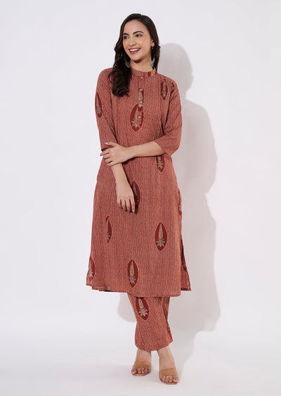 Maroon Cotton Kurti set