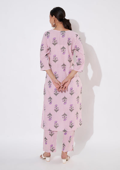 Pink Cotton Kurti set