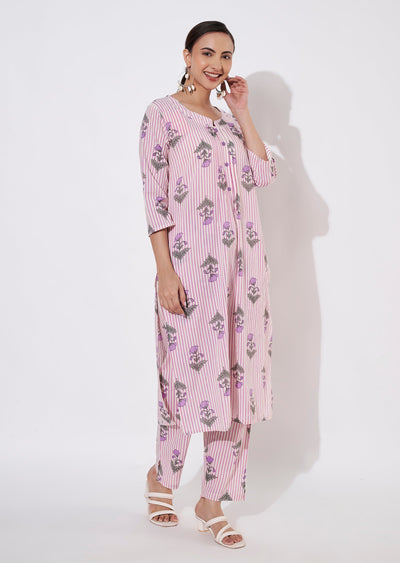 Pink Cotton Kurti set