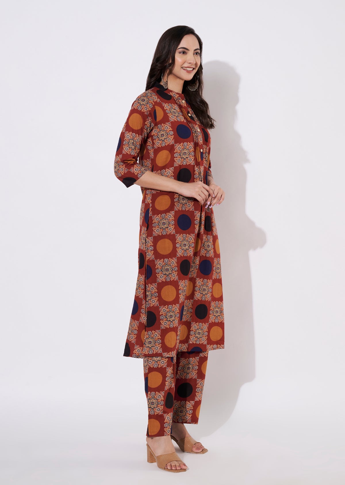 Rust Cotton Kurti set