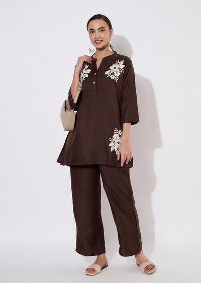 Brown Polynesian Short Kurti set