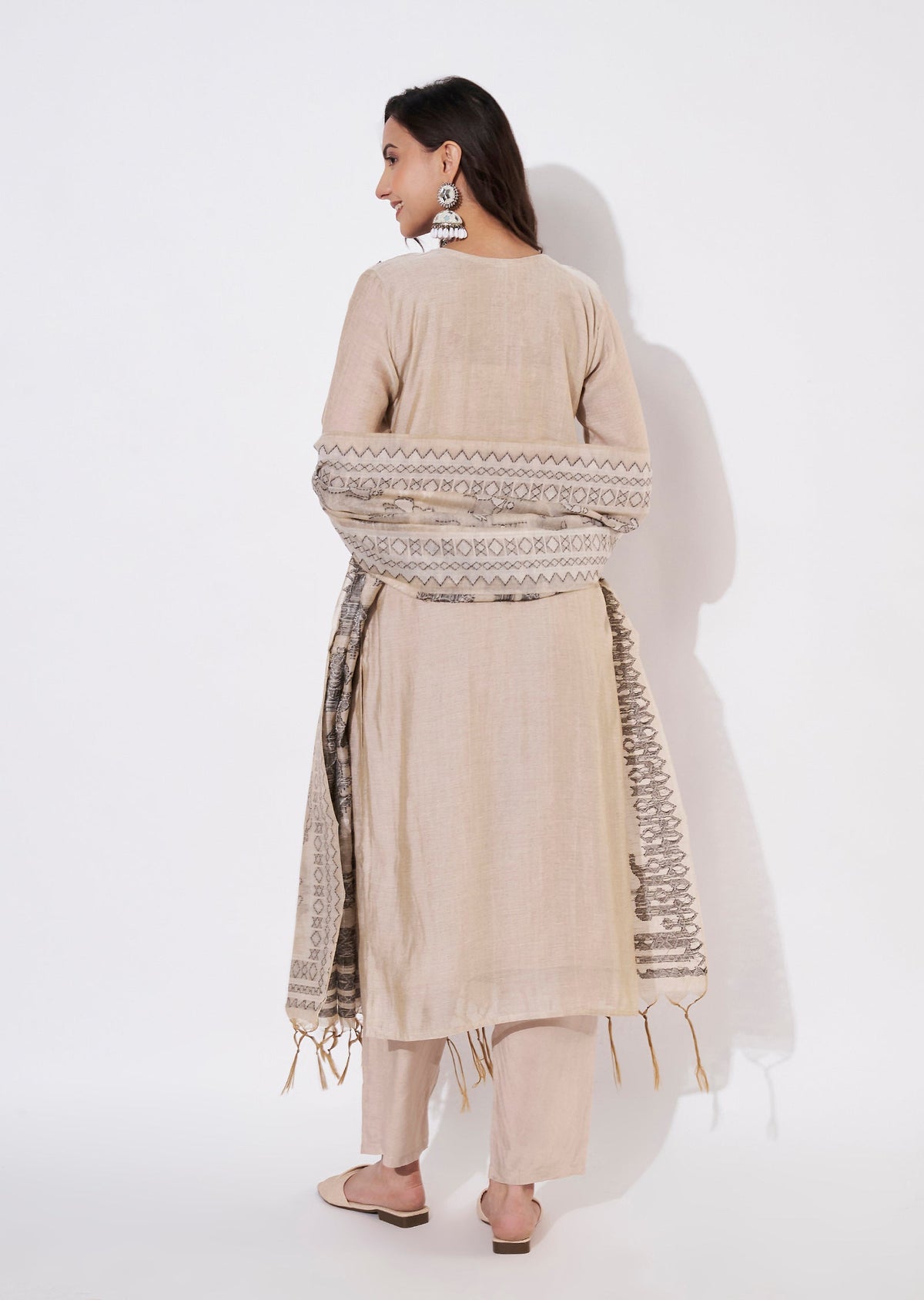 Natural Chanderi Straight cut suit