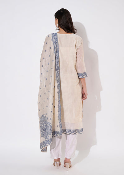 Fawn Chanderi Straight cut suit