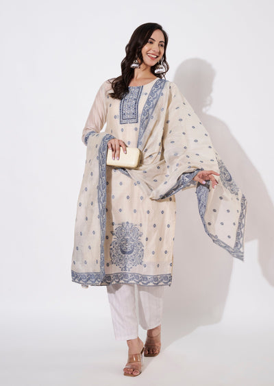 Fawn Chanderi Straight cut suit
