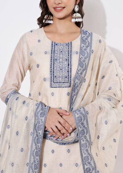 Fawn Chanderi Straight cut suit