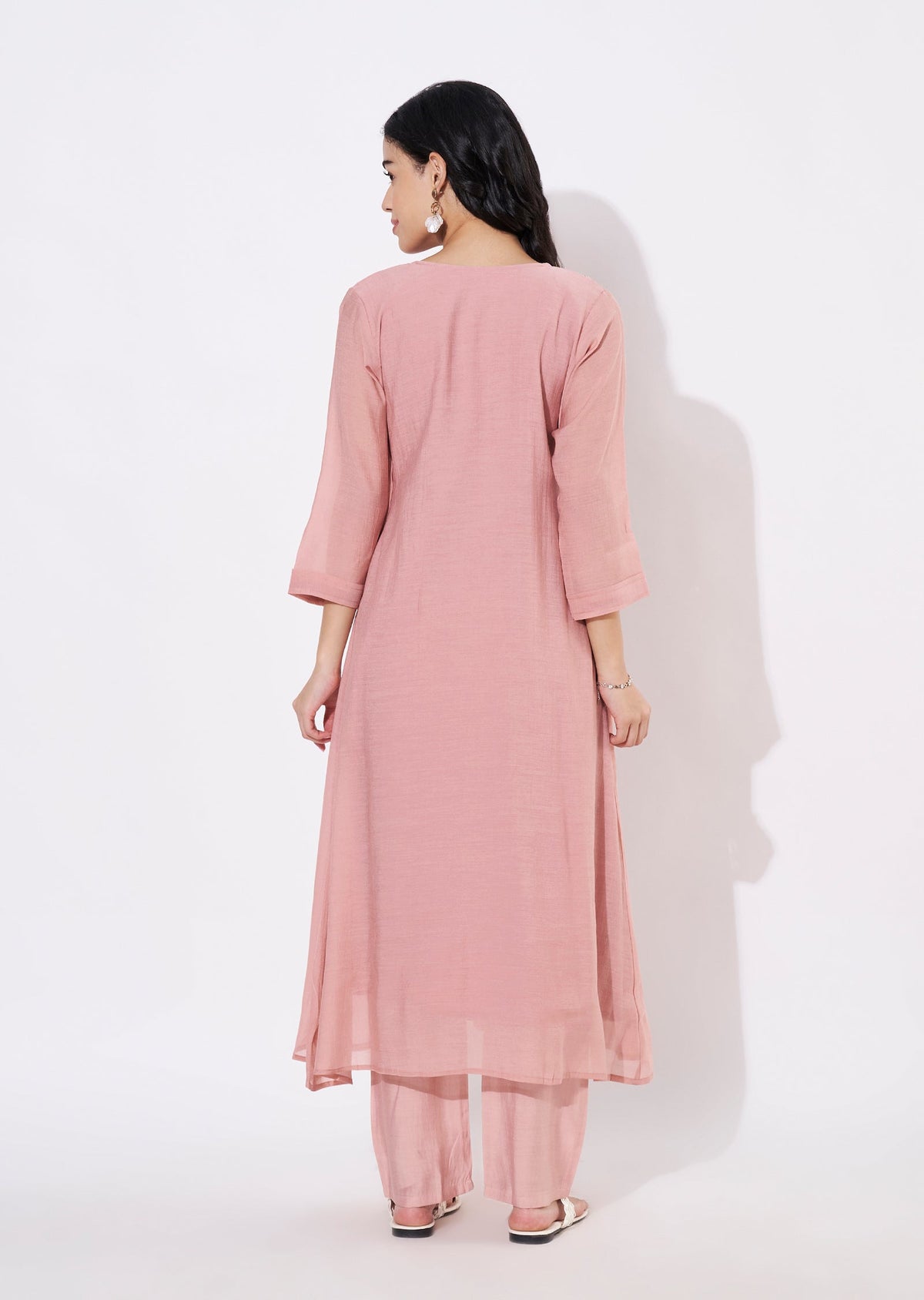 Onion Pink Gold Fusion wear kurti