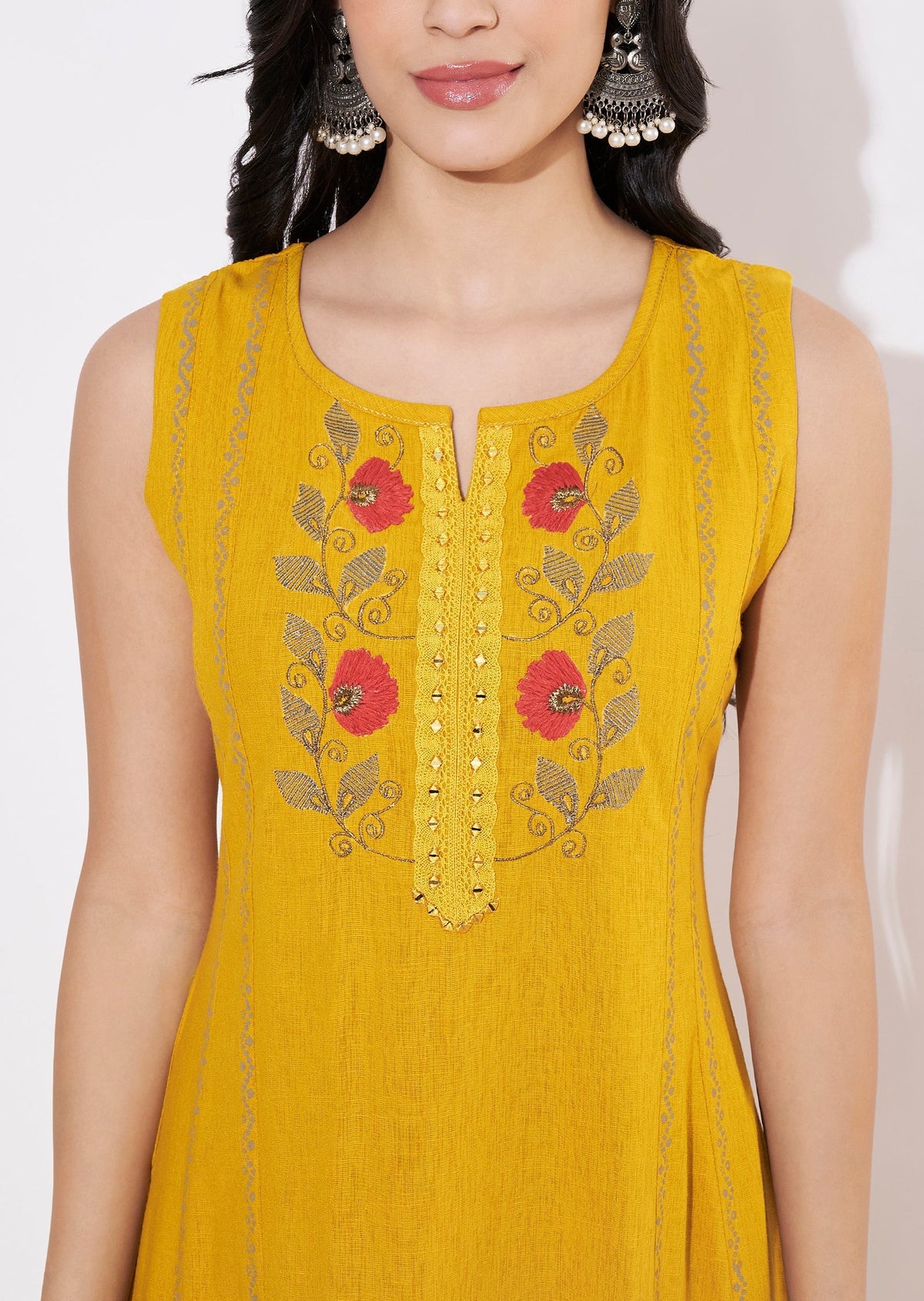 Mustard Gold Fusion wear kurti