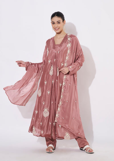 Onion Pink Silk Anarkali Suit