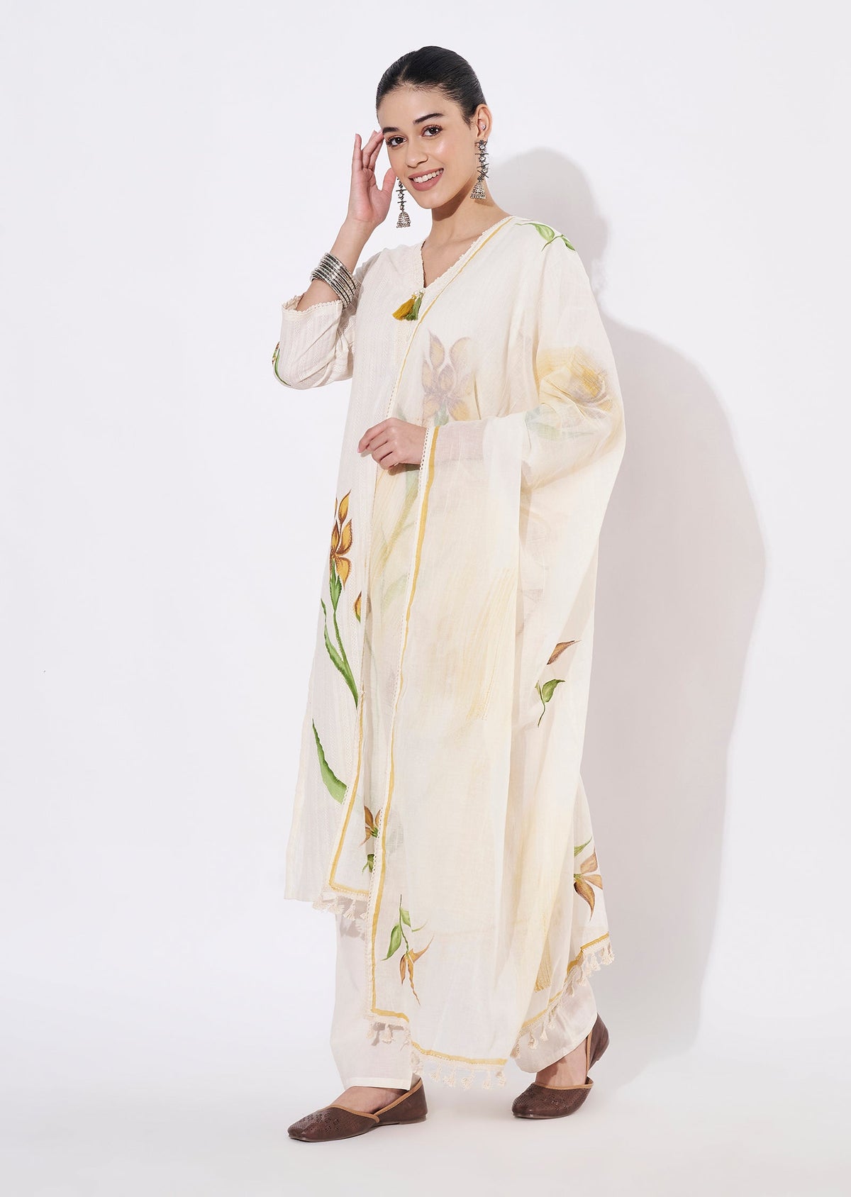 Mustard Cotton Straight cut suit
