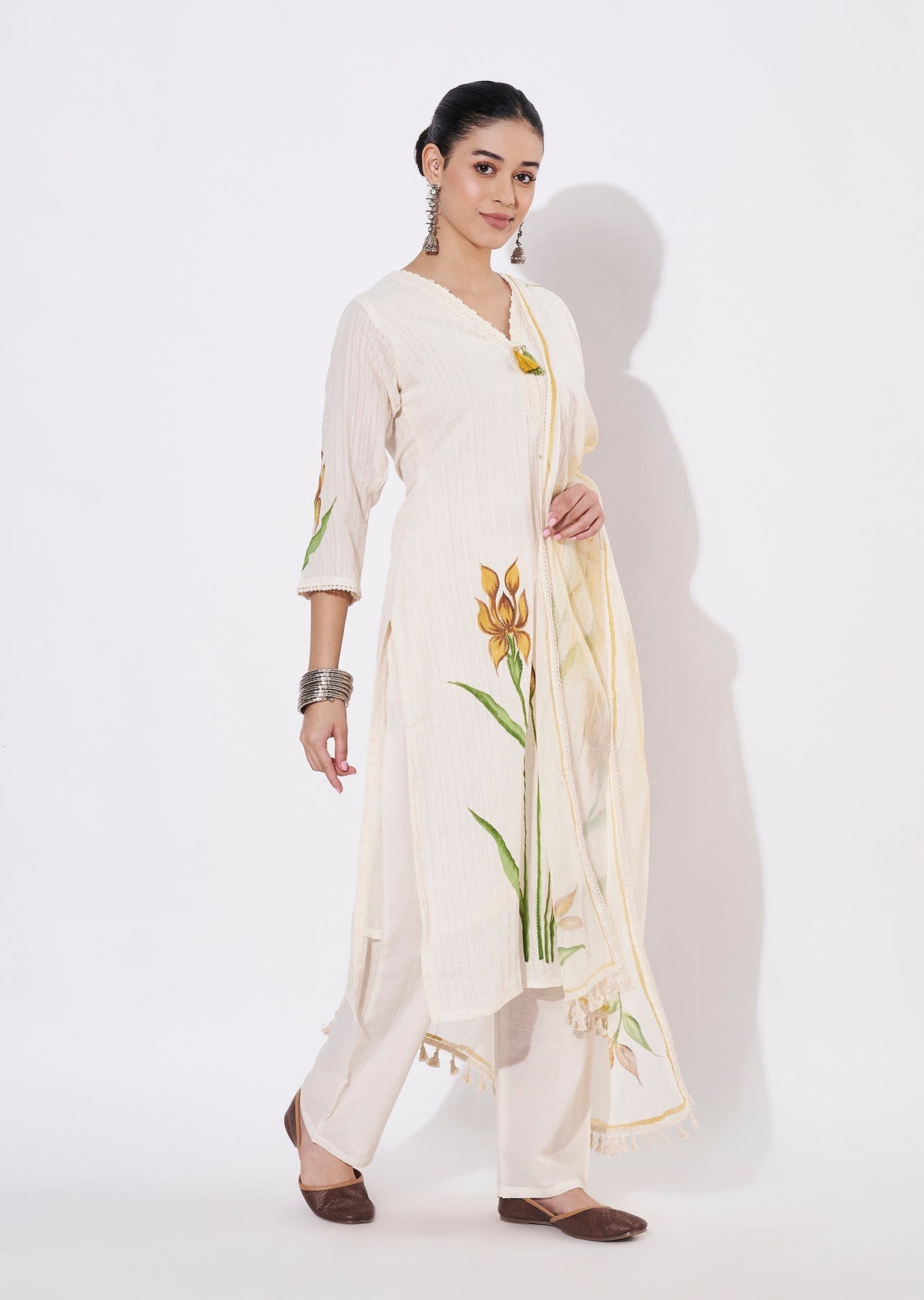 Mustard Cotton Straight cut suit