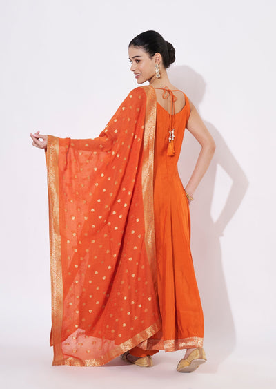 Orange Silk Anarkali Suit