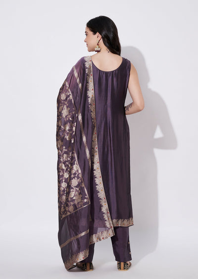 Mauve Silk Straight cut suit