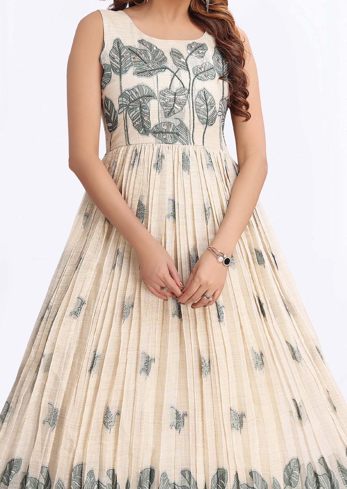 Beige Chanderi Long kurti