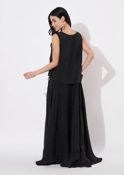 Black Mul Chanderi Long Kurti