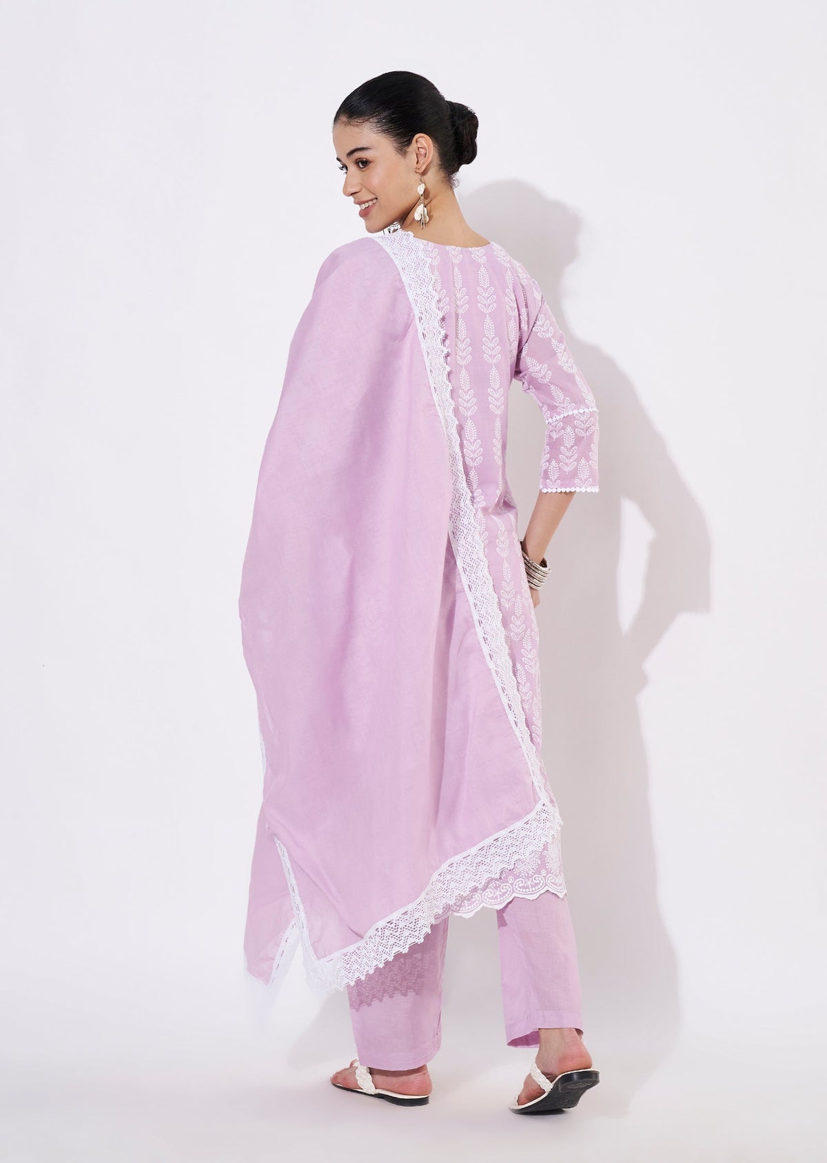 Lavender Cotton Straight cut suit