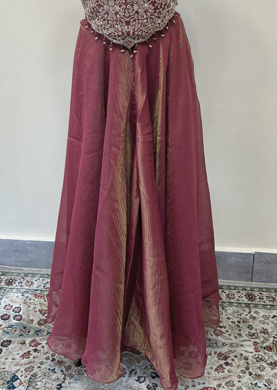 Maroon Tissue Sharara Set
