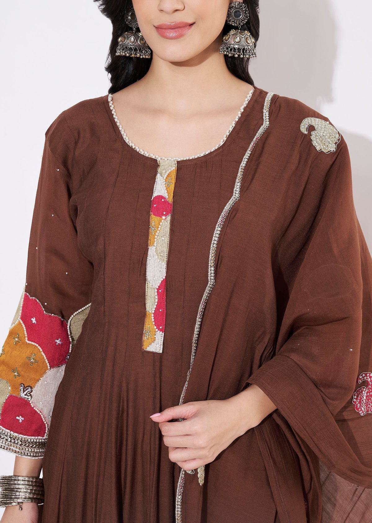 Brown Gold Anarkali Suit