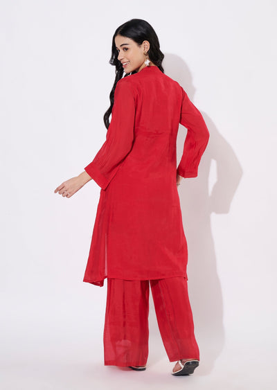 Rani Pink Mul Chanderi Fusion wear kurti