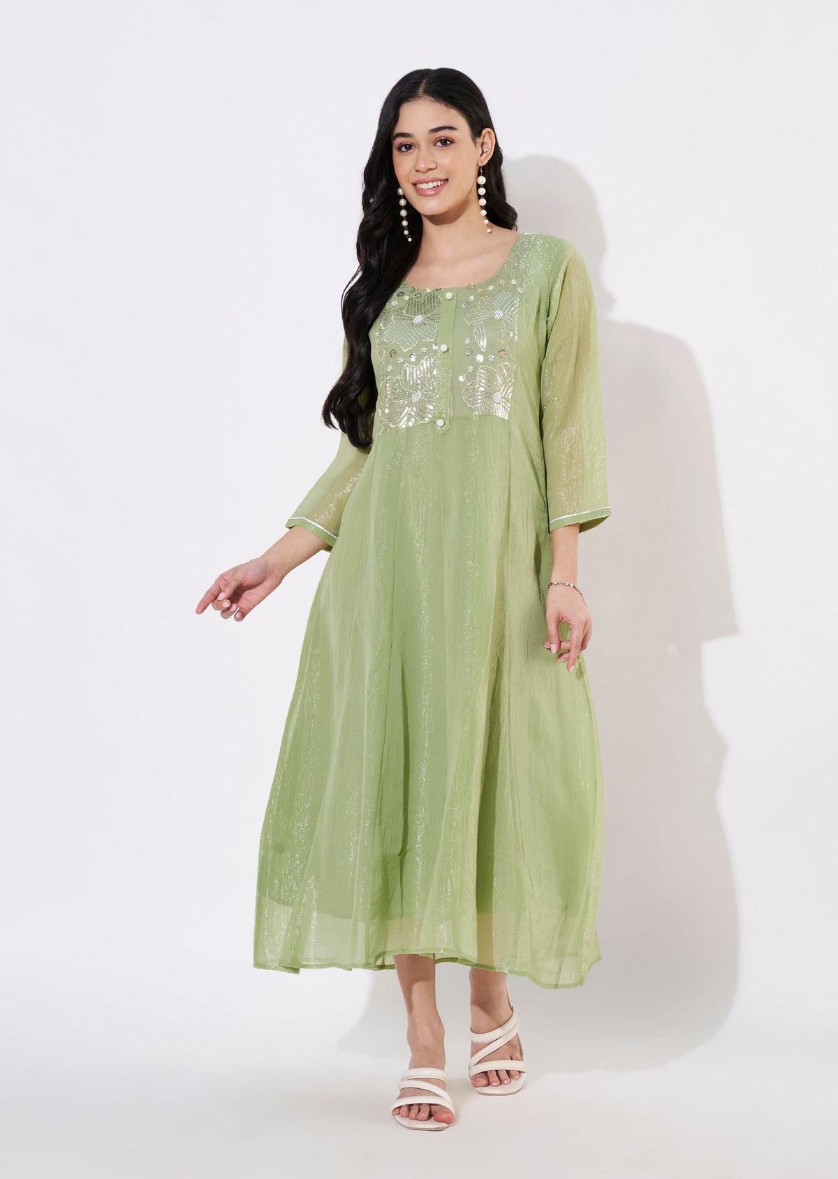 Pista Green Salsa Frock style kurti
