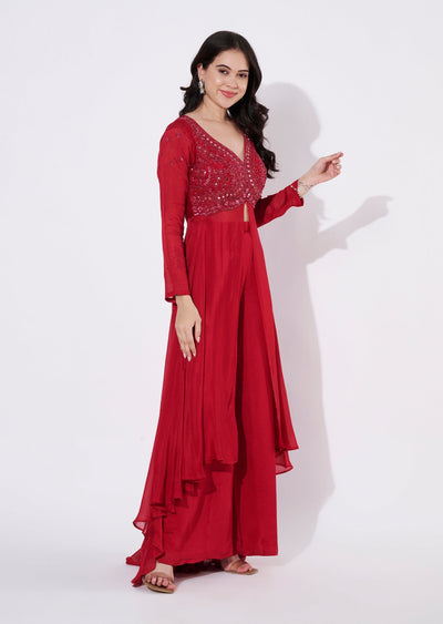 Pink Chinnon Anarkali Suit