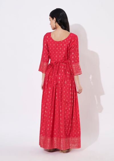 Rani Pink Gold Long Kurti
