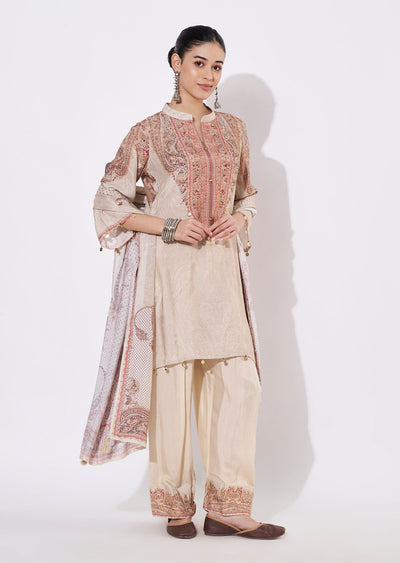Fawn Muslin Straight cut suit