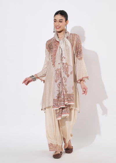 Fawn Muslin Straight cut suit