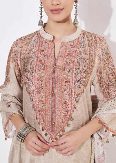 Fawn Muslin Straight cut suit