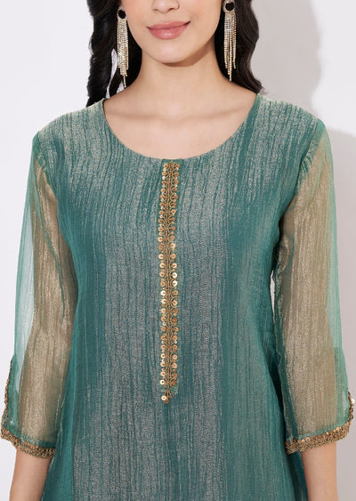 Green Salsa Fusion wear kurti