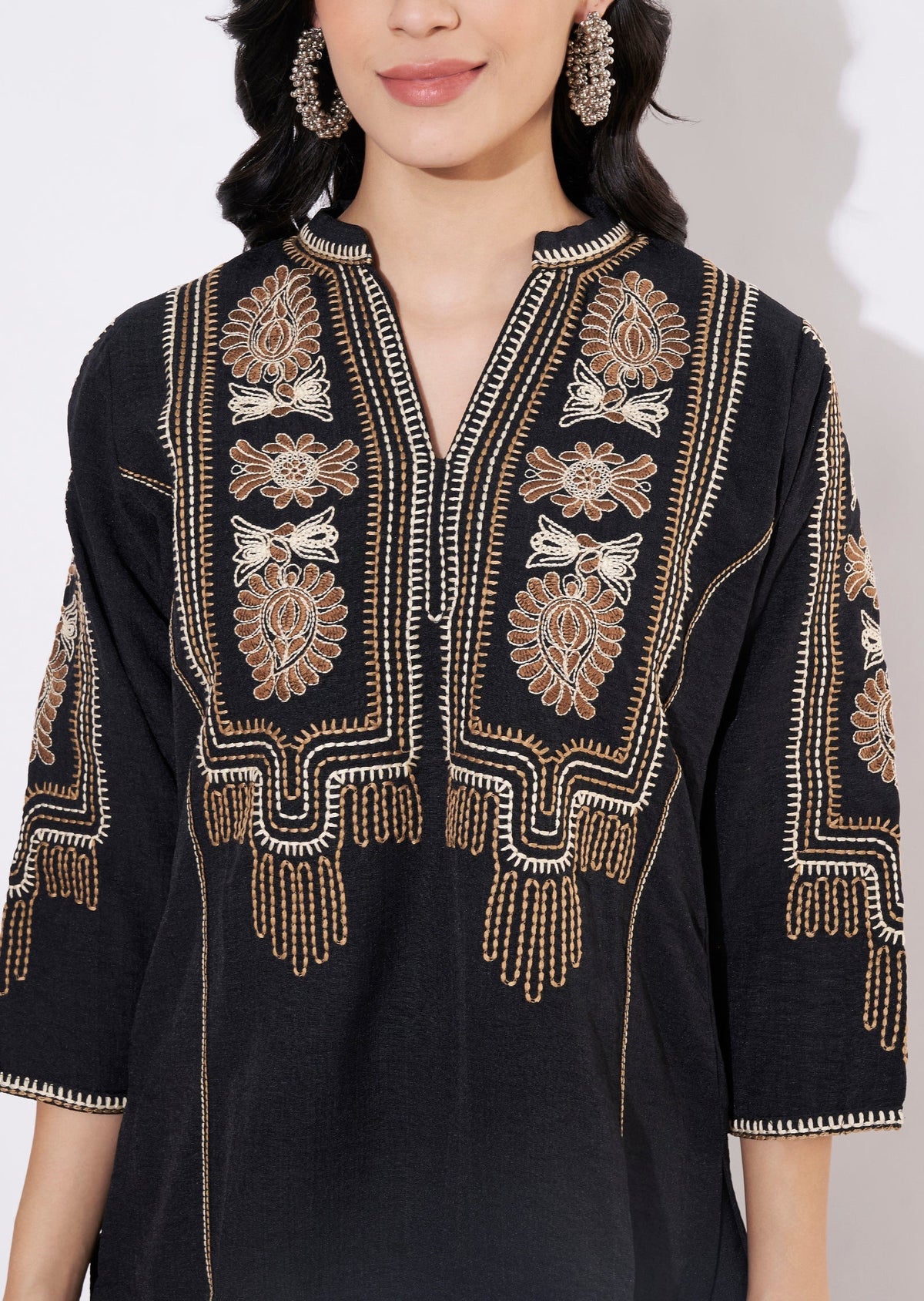 Black Polynesian Fusion wear kurti