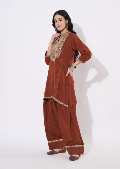 Dark Rust Polynesian Fusion wear kurti