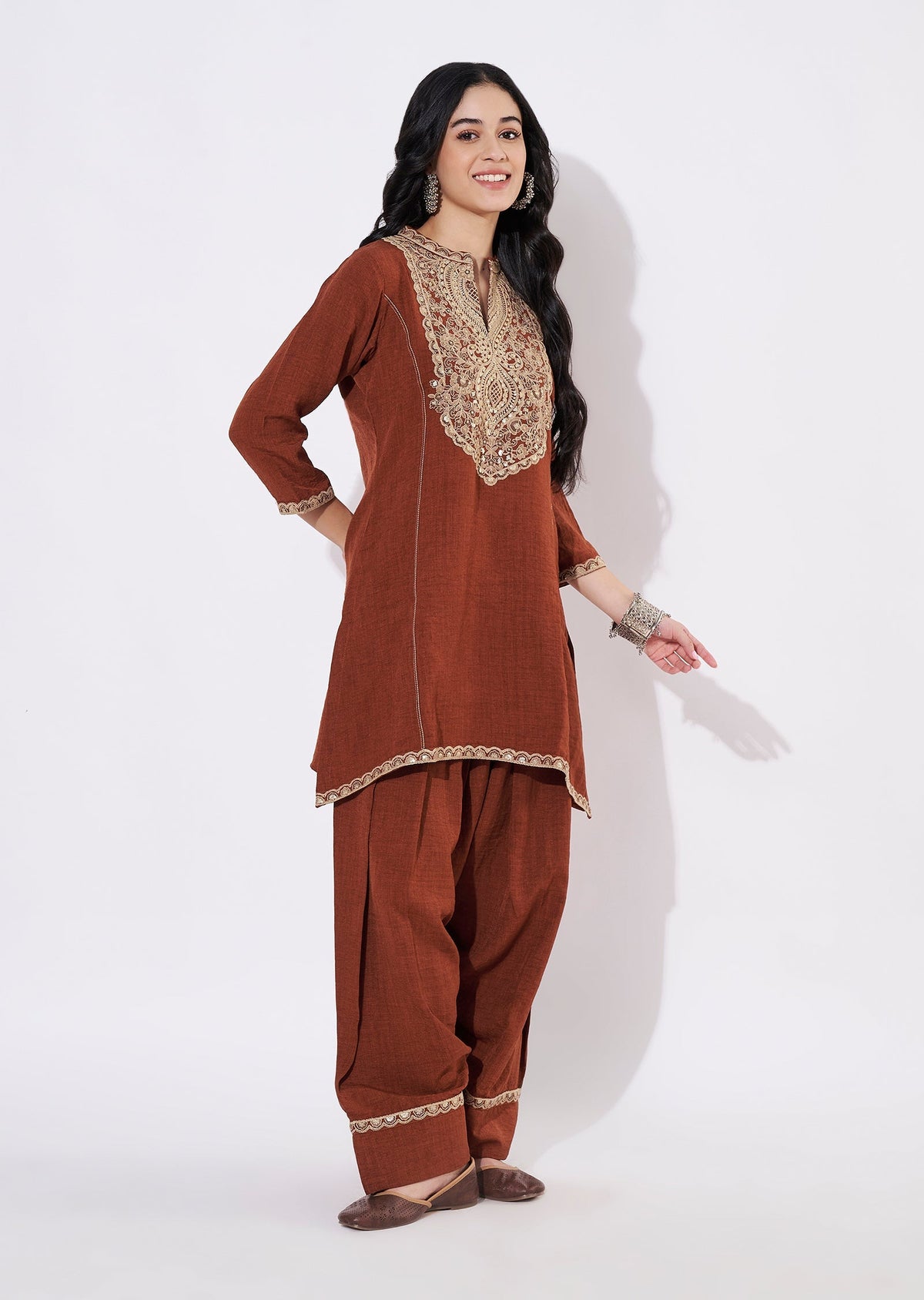 Dark Rust Polynesian Fusion wear kurti