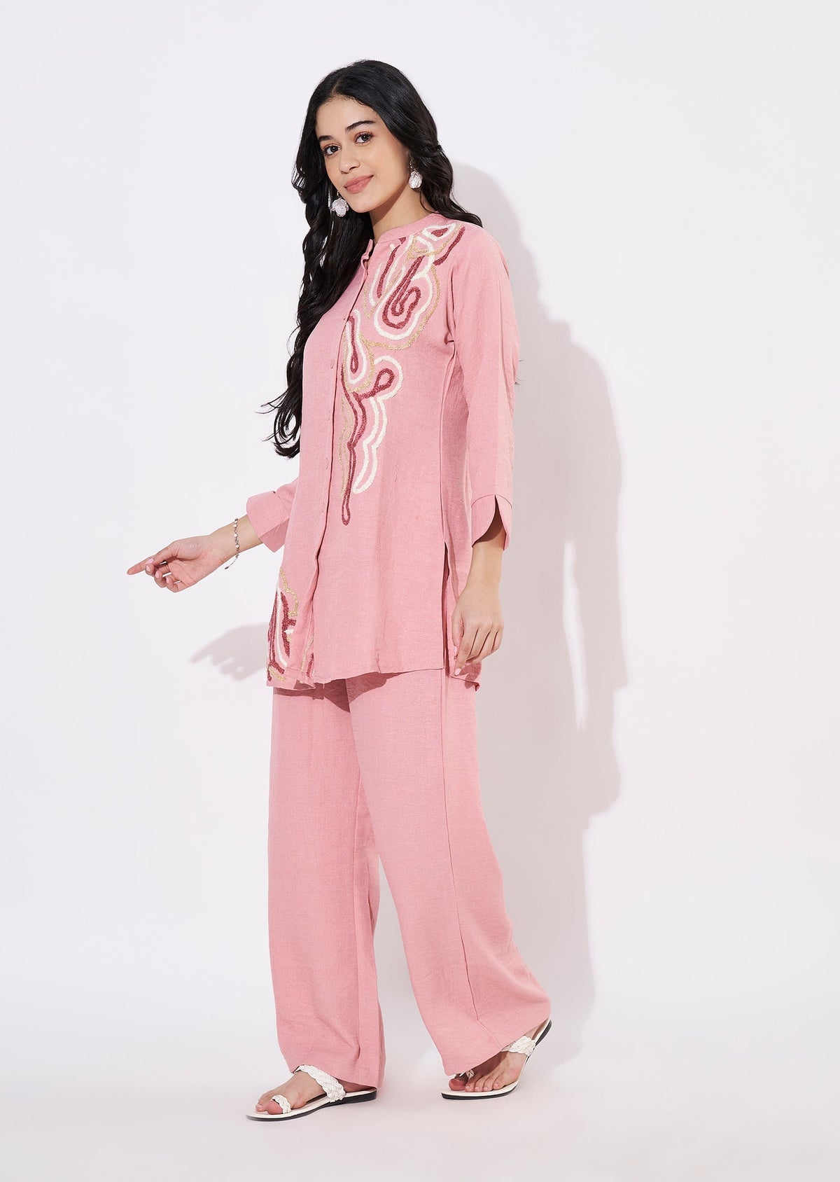 Peach Gold Fusion wear kurti