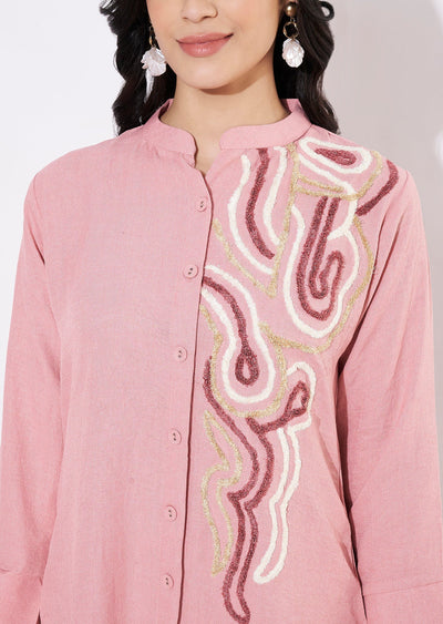 Peach Gold Fusion wear kurti