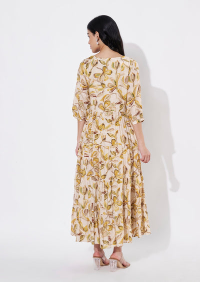 Beige Muslin Frock style kurti