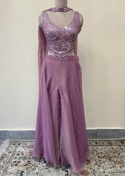 Lavender Tissue Sharara Set