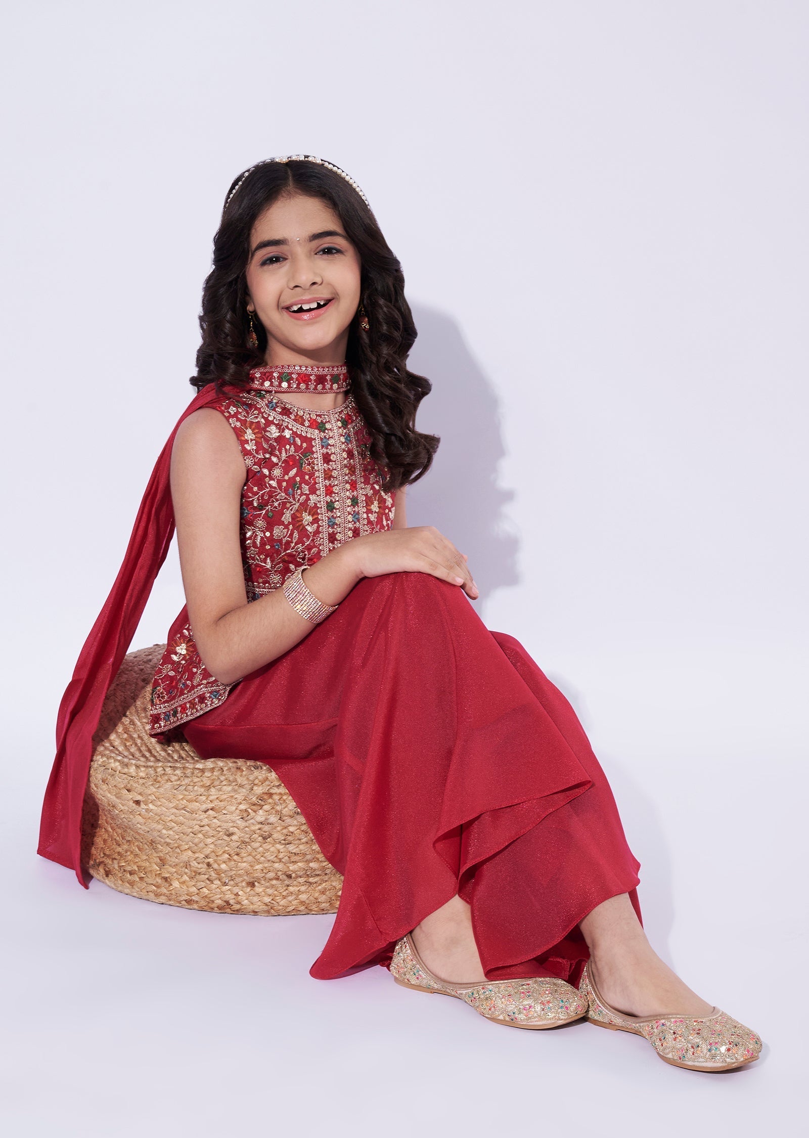 Maroon Girls Sharara Set