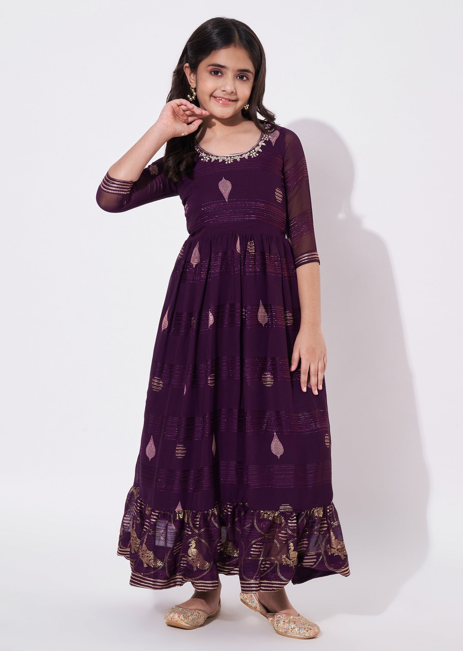 Wine Brasso Ethnic Gown
