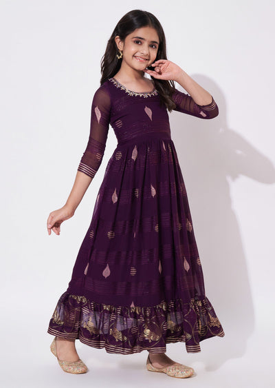 Wine Brasso Ethnic Gown