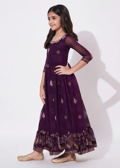 Wine Brasso Ethnic Gown