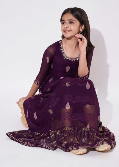 Wine Brasso Ethnic Gown