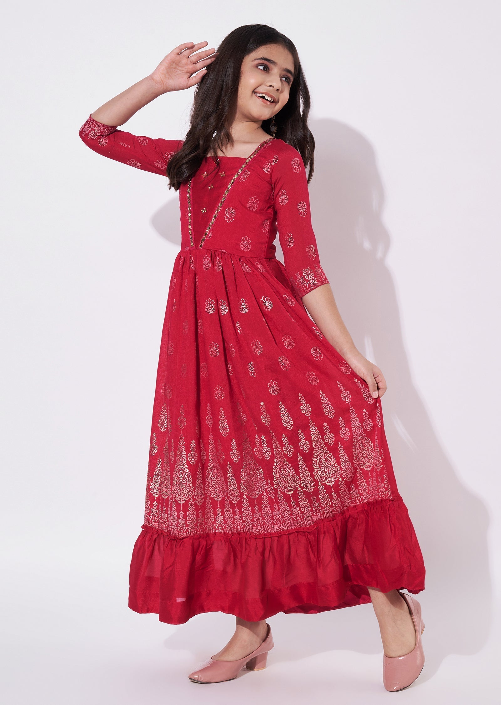 Magenta Silk Ethnic Gown