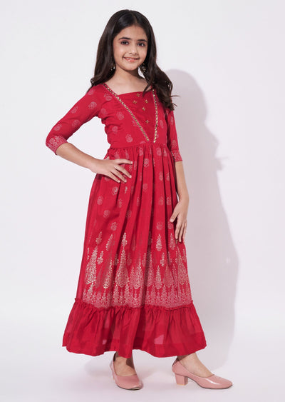 Magenta Silk Ethnic Gown